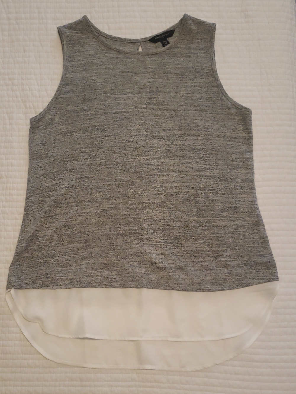 Banana Republic Grey Knit Tank with White Layered Hem